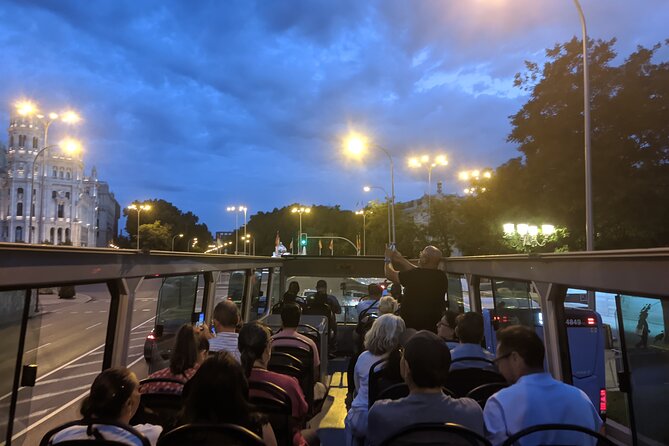 Madrid Big Bus Night Tour - Cibeles Fountain, Paseo del Prado, and San Francisco el Grande at night