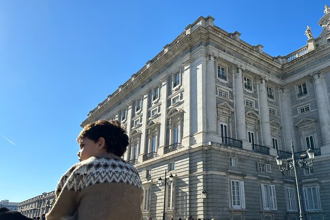 Madrid City Highlights Private Tour for kids and families - Royal Palace exterior: princes, princesses, and everyday contrasts
